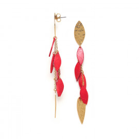 CASCADE boucles d'oreilles poussoir multipampilles rouge "Les radieuses" - Franck Herval