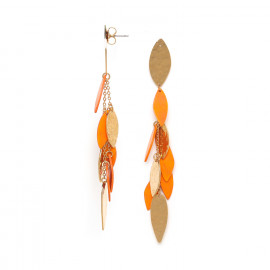 CASCADE boucles d'oreilles poussoir multipampilles orange "Les radieuses" - Franck Herval