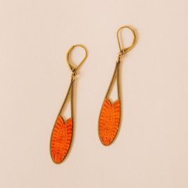 Boucles d'oreilles laiton et bois terracotta Dream drops - Amélie Blaise