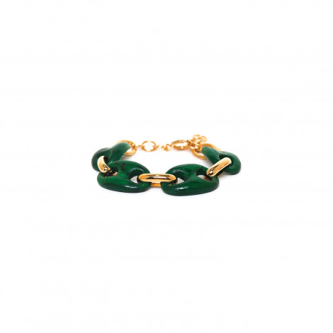 bracelet bois & chaine vert "Kaffe"