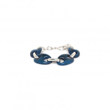 bracelet bois & chaine bleu "Kaffe"