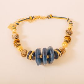 Bracelet "Arya" Cyanite-jaspe-oeil tigre - Rosekafé