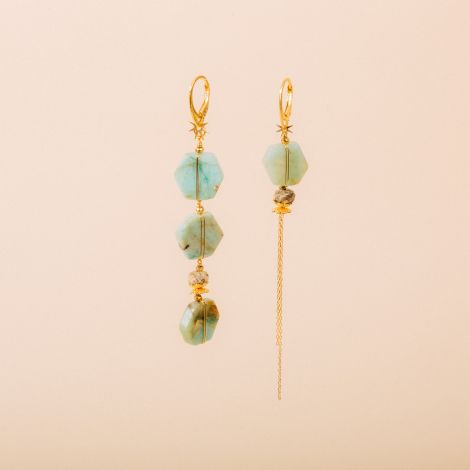 Amazonite “Arya” Asymmetrical Earrings