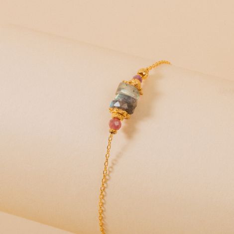 “Indira” Labradorite Tourmaline chain bracelet