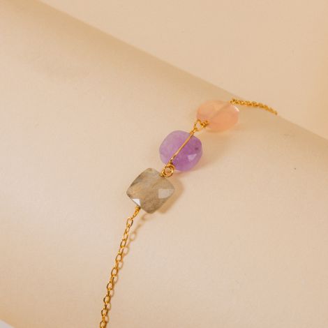 “Zia” Labradorite Amethyst Pink Opal Bracelet
