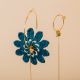 Asymmetrical hoop earrings. "Flow" Blue lace flower - Rosekafé