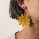 Asymmetrical hoop earrings. "Flow" Lace flower Mustard - Rosekafé