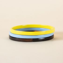Set of 3 fine jaune and bleu lacquered bangles - L'Indochineur