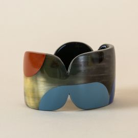 Nymphe cuff black horn and blue lacquered - L'Indochineur
