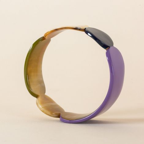 Totem blond horn and lacquered purple bracelet