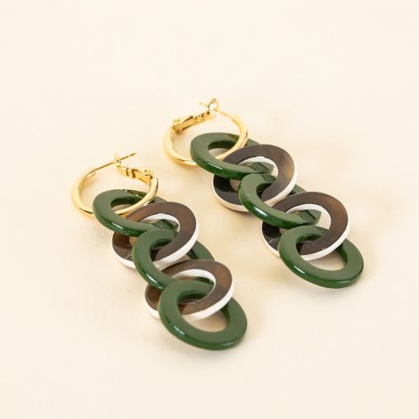 Beige and khaki 5-ring earrings