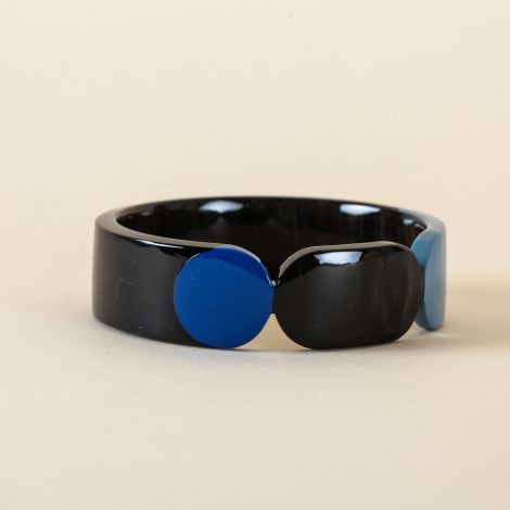 Bangle 20 Totem black horn and blue lacquered