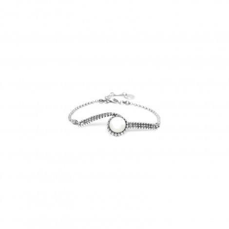bracelet ajustable chaine nacre blanche "Ozaka"