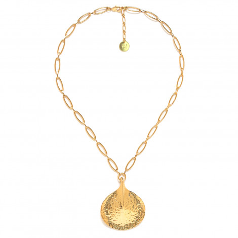 big pendant gold necklace "Petales"