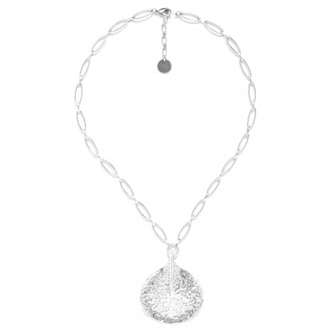 big pendant silver necklace "Petales"