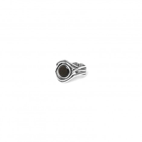 silver ring with black lip "Typhoon"