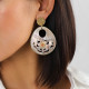 round disc + drop blacklip clip earrings "Frida" - Franck Herval