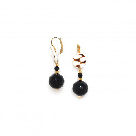 french hook earrings black agate facetted "Bagheera"