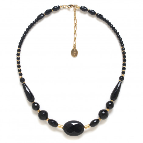 black agate short necklace "Bagheera"