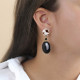 post earrings with oval black agate "Bagheera" - Nature Bijoux