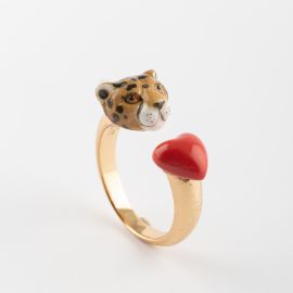 Leopard Head & Red Heart FaceToFace ring - Nach