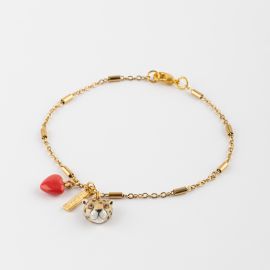 Bracelet tête de léopard et coeur rouge- Premier Amour - Nach