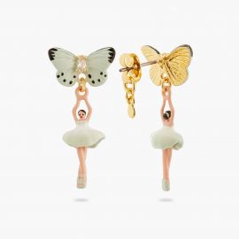 Boucles d'oreilles tiges Mini Pas de Deux et Papillon Vert d'Eau Mini pas de deux - Les Néréides