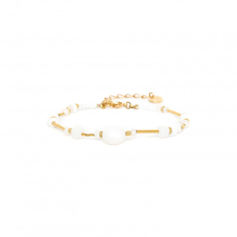 bracelet ajustable calcite blanche "Ellen"