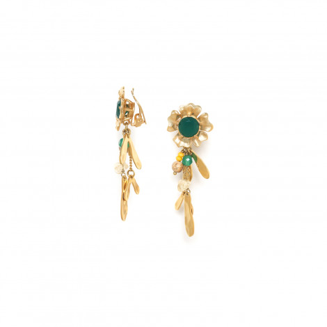 flower clip earrings with dangles "Mathilde"