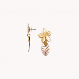 boucles d'oreilles poussoir fleurs et feuilles "Mon jardin" - Nature Bijoux