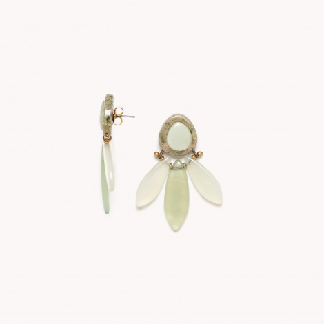 3 jade dangles post earrings "Papyrus"
