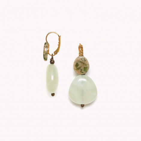 french hook earrings with jade pendant "Papyrus"
