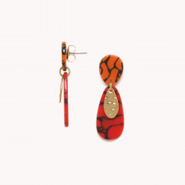 boucles d'oreilles poussoir top termitière orange "Stromboli" - Nature Bijoux