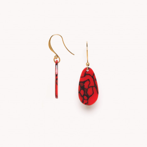 boucles d'oreilles crochet termitière rouge "Stromboli"