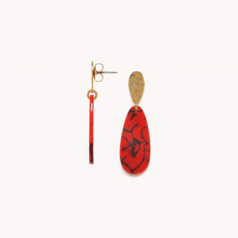 red any drop post earrings "Stromboli"