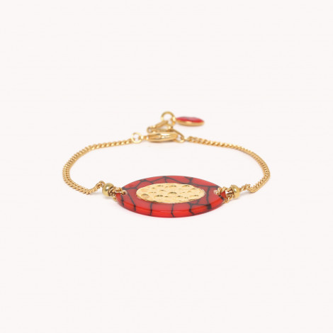 bracelet ajustable termitière rouge "Stromboli"
