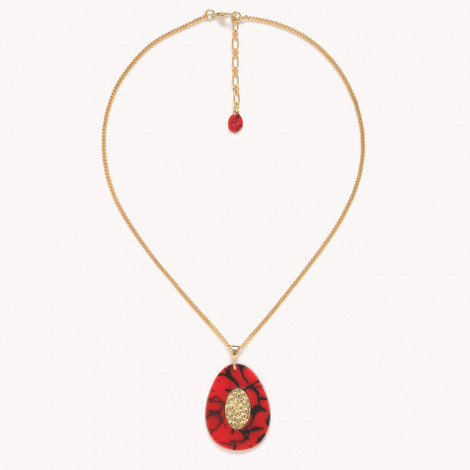collier pendentif termitière rouge "Stromboli"