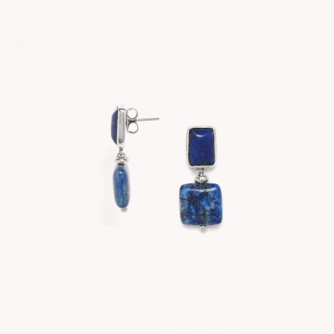 post earrings with square dangle "Indigo"