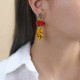 boucles d'oreilles poussoir termitière rouge et jaune "Stromboli" - Nature Bijoux