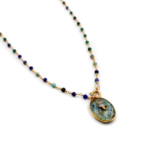 Long stone pendant necklace - CORALIE