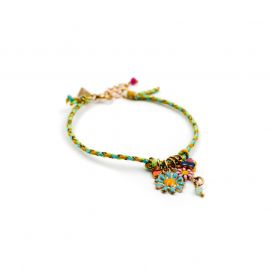 Bracelet cordon grigri vert -CARLA - L'atelier des Dames