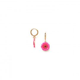 Boucles d'oreilles petites créoles Gerbera rose "Ruby" - Franck Herval