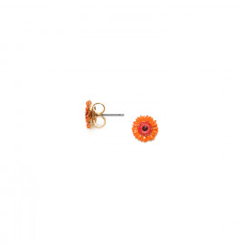 Orange gerbera flower stud earrings "Ruby" - Franck Herval