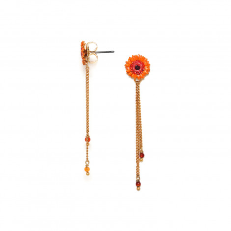 2-chain dangle post earrings orange "Ruby"