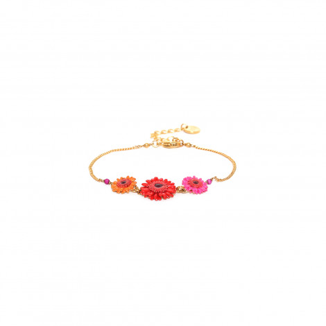 3 gerbera flower bracelet "Ruby"