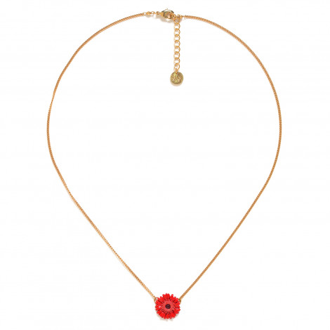 Red gerbera flower short necklace "Ruby"