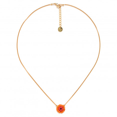 Orange gerbera flower short necklace "Ruby"