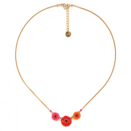 3 gerbera flower short necklace "Ruby" - Franck Herval