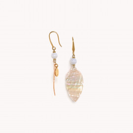 Boucles d'oreilles crochet plume abalone "Euphoria" - Nature Bijoux