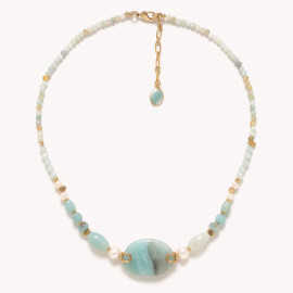 Short necklace with amazonite medallion "Honolulu" - Nature Bijoux